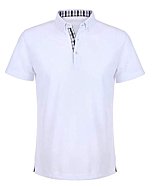 Tinkwell Mens Shirt Short Sleeve Tshirt Checked Collar Casual Sport Office Basic Poly Polo White XL