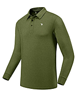 MoFiz Men's Golf Shirts Long Sleeve Golf Shirts Long Sleeve Polo Shirts Casual T-Shirt Classic Olive Green Size L