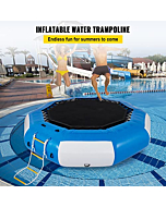 Happybuy 13ft Inflatable Water Bouncer, Water Trampoline Splash Padded Inflatable Bouncer Bounce Swim Platform for Water Sports