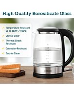 COSORI Electric Kettle with Stainless Steel Filter and Inner Lid, 1500W Wide Opening 1.7L Glass Tea Kettle & Hot Water Boiler, LED Indicator Auto Shut-Off & Boil-Dry Protection, BPA Free, Matte Black