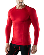 ATHLIO CLSX Men's UPF 50+ Long Sleeve Compression Shirts, Water Sports Rash Guard Base Layer, Athletic Workout Shirt, 3pack Black/Charcoal/Red, X-Large