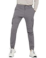 PULI Men's Hiking Cargo Pants Slim Fit Stretch Jogger Cycling Waterproof Outdoor Trousers with Pockets Grey 36