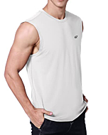 EZRUN Men's Workout Sleeveless Shirts Quick Dry Muscle Swim Shirt Gym Fitness Running Beach Tank Tops(White,S)