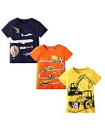 BIBNice Toddler Boys Summer Shirts Short Sleeve Clothes Kids Cotton Top 3 Packs Size 4T