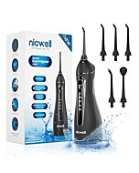 Water Dental Flosser Cordless for Teeth - Nicwell 4 Modes Dental Oral Irrigator, Portable and Rechargeable IPX7 Waterproof Powerful Battery Life Water Teeth Cleaner Picks for Home Travel