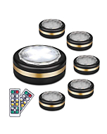 LEASTYLE Under Counter Lights for Kitchen，Wireless LED Puck Lights with Remote Control 6 Pack, Under Cabinet Lighting Battery Operated,Steps Lights Indoor, Stick-up Lights Wireless