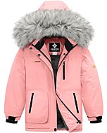 Amazon Essentials Girls' Heavyweight Hooded Puffer Jacket, Light Mauve, Medium