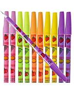 ArtCreativity Pop a Point Fruit Pencils, Bulk Set of 50, Non-Sharpening Pencils with Fruity Prints, School Stationery Supplies, Teacher Rewards, Cute Party Favors for Kids and Adults, Assorted Colors