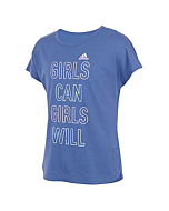 adidas Girls' Short Sleeve Side Slit Tee T-Shirt (Medium, Crew Blue)