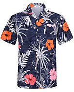 BOJIN Men's Hawaiian Shirts Short Sleeve Tropical Beach Casual Button Down Shirts BJ056 1X