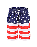 Moon Tree Boys American Flag Swim Trunks Kids Quick Dry UPF 50+ Beach Boards Shorts US Flags Size 6/6x