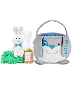 Let's Make Memories Personalized Furry Critter Easter Basket for Kids - Blue Bunny