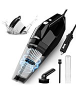 HOTOR Car Vacuum Cleaner Handheld, Powerful Mini Vacuum & Portable Car Accessory, Well-Equipped Car Cleaning Kit, Car Vacuum Cleaner with Double Filtration System, Long Power Cord & LED Lights Sliver