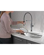 Delta Faucet Antoni Chrome Kitchen Faucet with Pull Down Sprayer, Commercial Style Kitchen Sink Faucet, Faucets for Kitchen Sinks, Single-Handle, Magnetic Docking Spray Head, Chrome 18803-DST