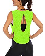 ICTIVE Workout Tank Tops for Women Cute Summer Crop Tops for Women Keyhole Open Back Muscle Tank Yoga Tops for Women Workout Tops for Women Running Tank Tops Athletic Gym Tops Neon Green L