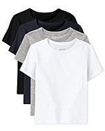 The Children's Place baby boys And Toddler Short Sleeve Basic Layering T-shirt T Shirt, Black/New Navy/Smoke/White 4 Pack, 3T US