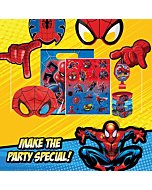 Unique Spiderman Party Favors Bundle | Photo Props, Loot Bags, Sticker Sheets, Blowouts, Masks, Bracelets|Kid's Birthday Party, Movie Event