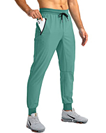 Pudolla Men's Lightweight Jogger Pants Workout Running Tapered Joggers for Men with Zipper Pockets for Athletic Travel Casual(Tea Green Small)