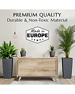 Janska by Mueller M-Resin Heavy Duty Tall Planter, Indoor/Outdoor Grande Plant, Tree, Flower Pot, 2-Piece Set, 24”, Modern Design, Built-in Drainage, Dark Gray