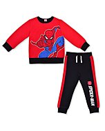 Marvel Boy's 2-Piece Spider-Man Fleece Long Sleeve Shirt and Jogger Pant Set, Black/Red, Size 3T