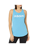 adidas Women's Standard Essentials Loose Logo Tank Top, App Sky Rush/White, XX-Small