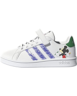 adidas Grand Court Tennis Shoe, White/White/Green, 13 US Unisex Little Kid