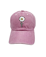 Waldeal Girls' Adjustable Daisy Blessed Hats Kids Faith Vintage Washed Baseball Caps Pink