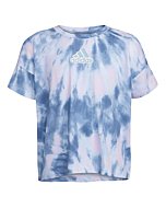 adidas girls Short Sleeve Oversized Aop Tee T Shirt, White With Blue, Medium US