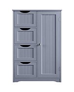 Yaheetech Bathroom Floor Cabinet, Freestanding Storage Oragnizer Unit Kitchen Cupboard W/ 4 Drawers & Adjustable Shelves, Using for Living Room/Kitchen/Bathroom, Gray