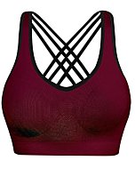 Padded Strappy Sports Bras for Women Medium Supportive Yoga and Workout Exercise Bra Pack of 5 Color Black Grey Blue White Red Size 2XL