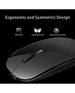 Picktech Q5 Slim Rechargeable Wireless Mouse, 2.4G Portable Optical Silent Ultra Thin Wireless Computer Mouse with USB Receiver and Type C Adapter, Compatible with PC, Laptop, Notebook, Desktop