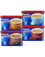 Maxwell House International Variety Pack with French Vanilla (Suisse Mocha, Hazelnut, and Vienna Café-Style Instant Coffee Beverage Mix, 4 ct Pack)