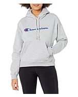 Champion Crewneck, Powerblend Relaxed Crew Hoodie, Best Pullover Hooded Sweatshirts for Women, Script, Oxford Gray-Y08113, X-Small