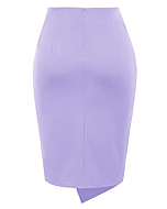 Kate Kasin Womens Pencil Skirt Knee Length Side Wrap Knot Business Skirt for Office Work Lilac L