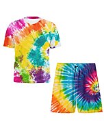 Boys Swim Trunks and Swim Short Sleeve,Tie Dye Printed Two Piece Swimwear Set Casual Swimsuit Quick Dry Bathing Suit 18-20 Years