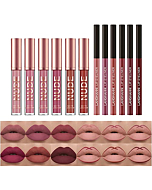 12Pcs Matte Liquid Lipstick + Lip Liner Pens Set, One Step Lips Makeup Kits Pigment Velvety Nude Lip Stain Waterproof Long Wear Lip Gloss Make up Gift Set (Set A)