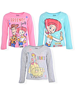 Disney Girl's 3-Pack Toy Story Long Sleeve Graphic Tee Shirt Light Blue