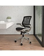 Flash Furniture Mid-Back Transparent Black Mesh Executive Swivel Office Chair with Graphite Silver Frame and Flip-Up Arms