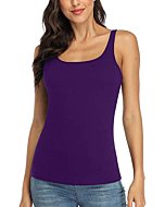 V FOR CITY Women's Tank Tops with Built-in Bra Purple Cotton Camisole Sleeveless Cami Shirts Purple