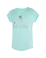 adidas girls Short Sleeve Cotton Scoop Neck Tee T-shirt T Shirt, Clear Mint, Large Plus