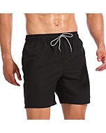 Biwisy Men's Quick Dry Swimming Trunks Mesh Lining Sports Shorts Swimwear Swimming Trunks Black