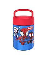 Zak Designs Kids' Vacuum Insulated Stainless Steel Food Jar with Carry Handle, Thermal Container for Travel Meals and Lunch On The Go, 12 oz, Spidey and His Amazing Friends