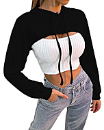 Black Cropped Hoodie with Drawstring, Perfect for Dance or Everyday Wear