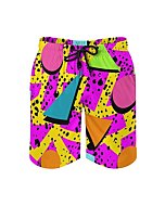 Retro 80s Or 90s Costumes for Men, Mens 80S Clothing Beach Shorts, 80S 90S Themed Outfits Swimming Trunks (Vintage 80s Memphis, Large)