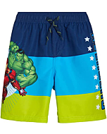 Marvel Boys’ Avengers UPF 50+ Swim Trunk Bathing Suit - Hulk, Captain America, Iron Man (2T-12), Size 7, Navy Avengers Multi Stripe