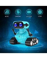 ALLCELE Robot Toys, Rechargeable RC Robots for Kids Boys, Remote Control Toy with Music and LED Eyes, Gift for Children Age 3 Years and Up - Blue