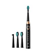 Dnsly Electric Toothbrush for Adults , Ultrasonic Rechargeable Sonic Toothbrushes , 5 Modes with Smart Timer , 4 Hours Charge for 30 Days Use , 4 Black Toothbrush Heads