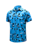 EVNMENST Hawaiian Shirt for Men Short Sleeve Beach Printed Summer Button Down Aloha Shirt (Sea Blue,S)