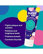 BURSTkids Marshmallow Sparkle Fluoride Toothpaste, Cavity Fighting, Reduces Plaque, Safe, Effective Toothpaste for Kids Ages 3+, Vegan, SLS & Gluten Free, 4oz, 2pk