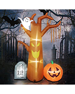 HADM 7FT Halloween Inflatables Dead Tree with Ghost Pumpkin and Grave for Outdoor Indoor Halloween Decor Blow up Yard Lawn Inflatables Home Family Outside Decor